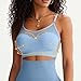 Women's Sports Bras Fishnet Patchwork No Underwire Push Up Bra Fashion Yoga Athletic Bralette Blue