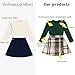 Toddler Girl Plaid Outfits Fall Winter Dress Knit Ribbed Bow Sweatshirt Tops and Button Fashion Skirts Set（Green,3T