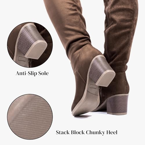 katliu Women's Thigh High Boots Sexy Stacked Block Heel Boots Over the Knee4