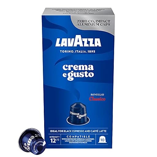 Lavazza, Crema e Gusto Classico, Cápsulas de Café Compatibles con Máquinas Nespresso Original, con Notas de Especias y Cacao, Arábica y Robusta, Intensidad 12/13, Tueste Ligero, 1 Paquete x 10 | Ya disponible en tu tienda friki favorita! En mundofriki.es!