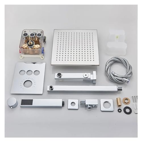 Ensemble de douche thermostatique haut de gamme en chrome brillant et tête lumineuse LED dense