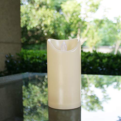 Image of Outdoor Waterproof Flameless LED Pillar Candle with Timer Battery Operated Plastic Flickering Decorative Fake Candle Light for Home Kitchen Halloween Christmas Wedding Party Decor Supplies 3 inchx 6 inch