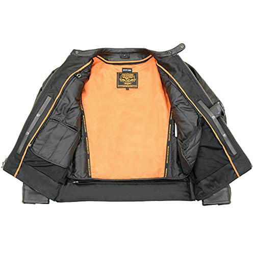 Milwaukee Leather Mlm1551 Men's Black Cool-Tec Leather Sporty Lightweight Scooter Style Motorcycle Jacket W/Liner - X-Large #TOP3