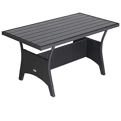 Casaria Polyrattan Ecklounge WPC Esstisch Eckbank 2 Hocker 1 Sessel 15cm Kissen 7cm Auflagen Wetterfest Outdoor Garten… – Bild 4