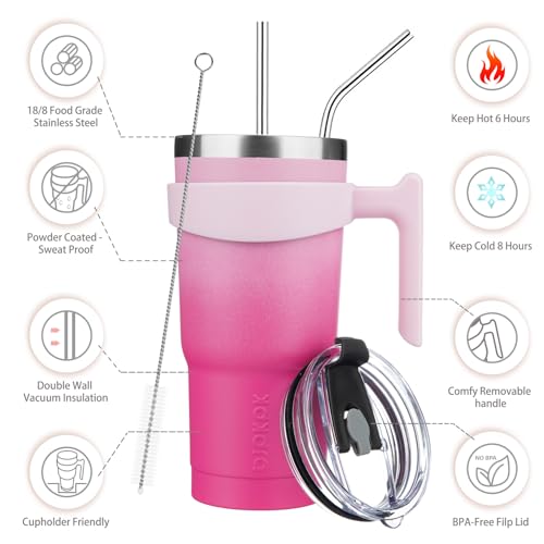 Image of BJPKPK 20 oz Tumbler with Handle & Straw, Insulated Stainless Steel Mug