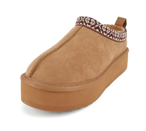 Image of Soda inchEagle inch ~ Women Round Toe Slip-On Flatform Lug Sole Sherpa-lined Slipper with Stitch Details