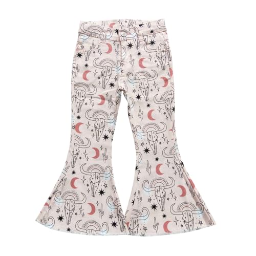 Todder Western Cow Pink Girl Jeans Bell Bottom Pants