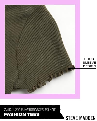 Steve Madden Girls' Shirt - Casual Short Sleeve Fashion Logo T-Shirt for Girls - Kids' Graphic Tee - Youth Top (4-16)4