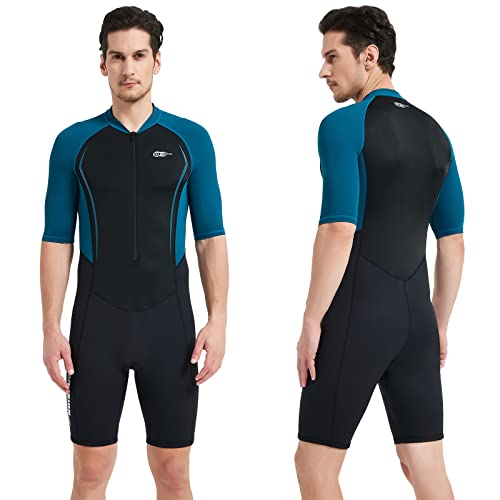 Trajes de Buceo Neoprenos para Mujer Hombres 1.5MM AONYIYI Ultra Elástico Manga Corta Wetsuits Traje Cremallera Frontal para Hacer Snorkel Buceo Natación Surf Cover