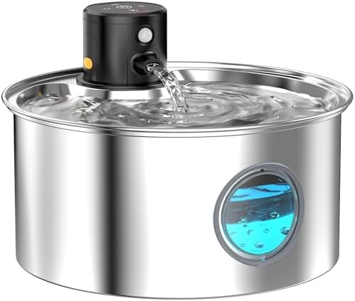 Katzenbrunnen Kabellos: Trinkbrunnen für Katze Edelstahl | 3.2L Katzen Trinkbrunnen Akku - Wasserbrunnen für Katzen Bewegungsmelder - Trinkbrunnen Hunde Bewegungssensor - Wasserspe