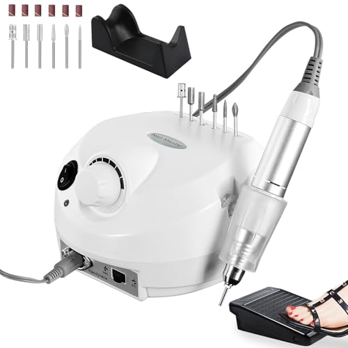 CoFashion Taladro De Uñas Profesional De 30.000 Rpm, Lima Eléctrica Con Pedal, Kit De Limas De Uñas...