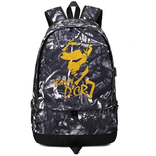jogador de futebol estrela Cristiano Ronaldo armazenamento de bolas laptop mochila equipamentos esportivos depósito multifuncional estudante bolsa CR7 para homens (padrão cinza 7)