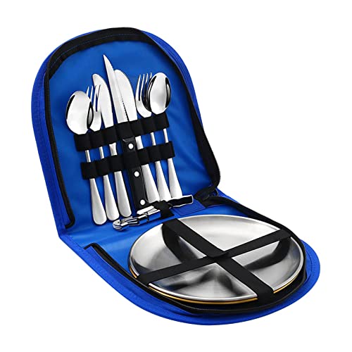 gazechimp Conjunto de talheres de aço inoxidável para piquenique em família com estojo de viagem par