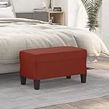 SKM Banco de Cuero sintético Rojo Vino Tinto 70x35x41 cm,Mobiliario,Bancos,Rojo,349443