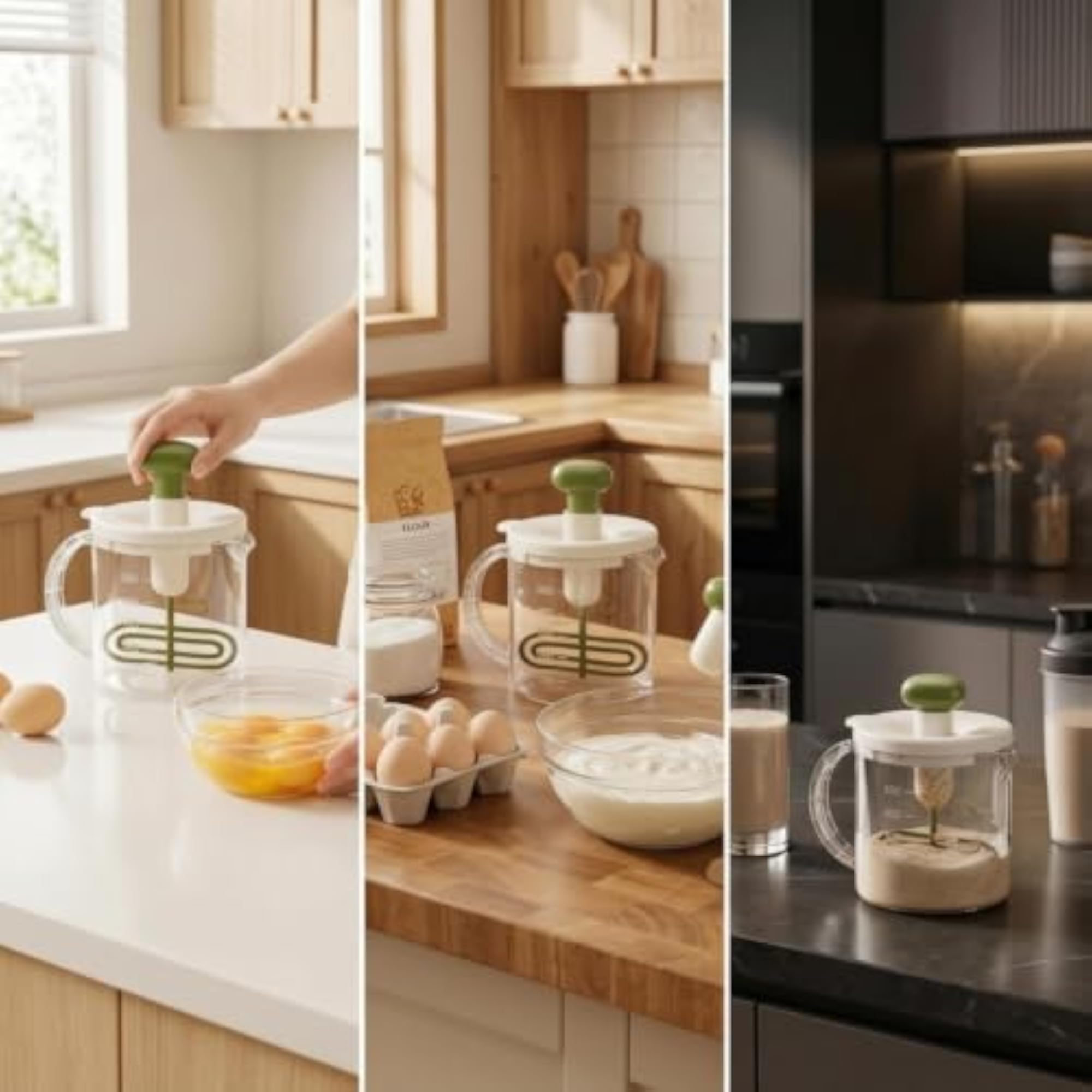 Transparent Manual Press Stirring Cup with Strainer Mesh