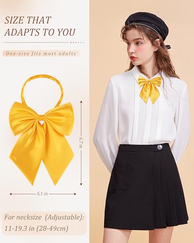 Image of AWAYTR Ladies Adjustable Pre tied Bowtie - Solid Color Bow Ties for Women