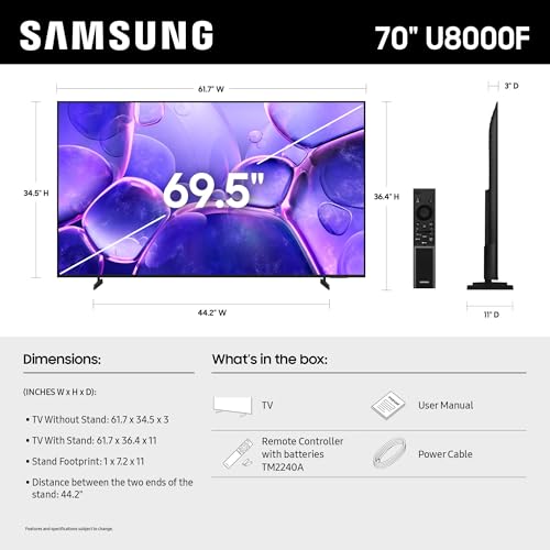Image of Samsung 70-Inch Class Crystal UHD U8000F 4K Smart TV (2025 Model) Endless Free Content, Crystal Processor 4K, MetalStream Design, Knox Security, Alexa Built-in
