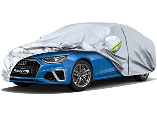 Image of Kaugung 6 Layers Car Cover Custom Fit Audi A4 Sedan from 2007 to 2025, Waterproof Car Cover All Weather for Automobiles Outdoor Indoor with Zipper Door, Sun Rain Dust Snow Protection.