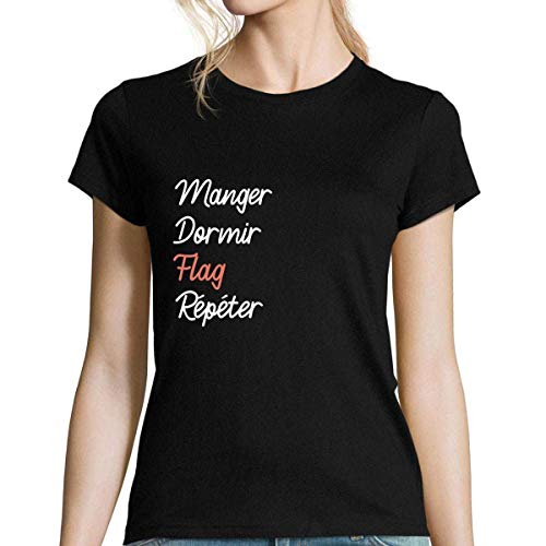 T-Shirt Femme Flag Football idée cadeau originale pour joueuse passionnée de sport