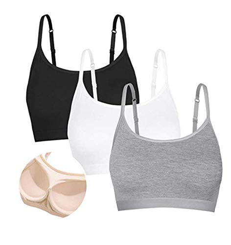 Camisoles with Built-in Padded, Comfortable Women Cami, Adjustable Straps Cotton Tank Top 2Pack (XL 36B 36C 36D 38A, Black/Grey)