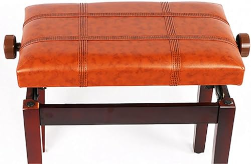 Banc de piano avec pieds en bois massif, hauteur réglable de 46 à 56 cm, coussin en cuir synthétique, tabouret de piano simple pour la maison et le studio, design confortable et élégant