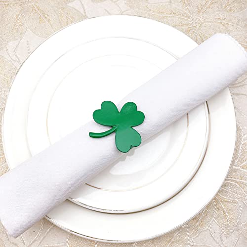 Toofd 6 Pieces St.patrick's Day Shamrock Napkin Rings For Dining Table Setting, Green Lucky Clover Napkin Holders Dinner Tables Decoration For St. Patrick's Day Holiday Spring Dinners Table Decor #TOP3