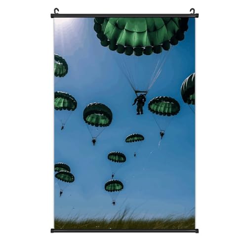 QMNLKH Toile Parachute Vert 40,6 x 61 cm avec crochet amovible – Facile à accrocher pour la maison, le bureau et les espaces commerciaux