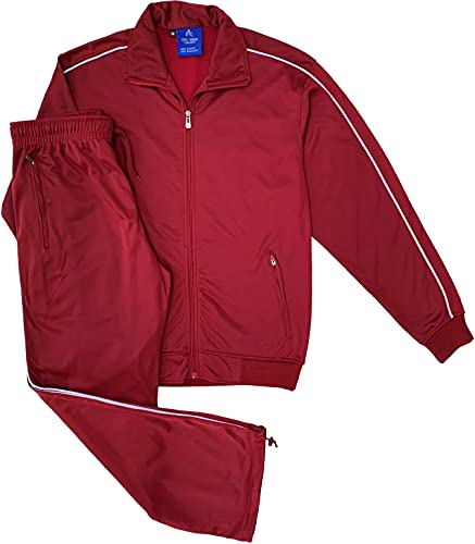 Men Classic Activewear Spring Trackjacket Trackpants Tracksuit Outfit (Maroon, 2Xl) #TOP28