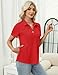 LOMON Womens Golf Polos Short Sleeve 1/4 Zipper Lapel Collar Curved Hem 2026 Fashion Casual Polo Shirt Camisas para Mujer (Red,Small)