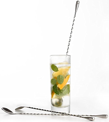 Think Home Art 3 Piece Stainless Steel Bar Spoons/Cocktail Shaker With Spiral (Twist-Neck) Pattern And Ebook #TOP1