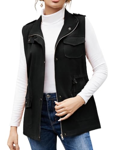 Beyove Women's Casual Drawstring Lightweight Utility Anorak Utility Cargo Spring Vest