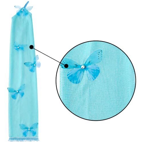 Luhiew Halloween Decorations Women's Butterfly Arm Warmer with 4 Pcs Butterfly Hair Clips (blue) - image 3