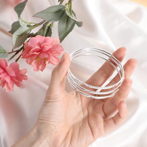 Lusofie 925 Sterling Silver Bangle Bracelet for Women, Elegant Shiny Star Cuff, Gift for Mom, Wife on Valentine's Day, Mother's Day4