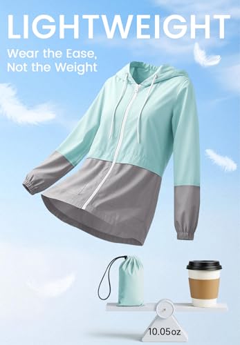 Zando Lightweight Rain Jacket Women Waterproof - Raincoat for Women Packable Rain coat Hooded Windbreaker for Travel Outdoor2