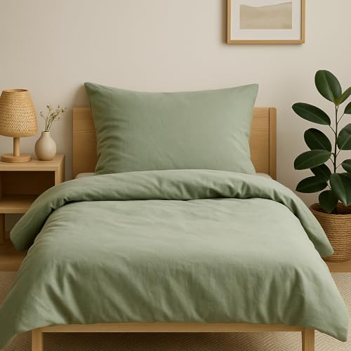 jilda-tex Biber Bettwäsche Winter 135x200 cm + 80x80 cm 100% Baumwolle Uni...