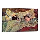 Henri De Toulouse-Lautrec The Bed (Le Lit) Postimpressionistisches Poster auf Leinwand, Leinwanddruck, Wandkunst, ruhige Schlafzimmerdekoration für Wohnzimmer, Schlafzimmer, Büro und Heimdekoration