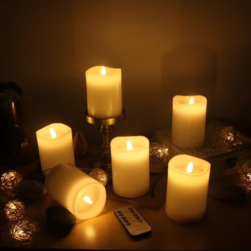 Image of Stonebriar 3 Count White Real Wax 3x4 Flameless LED Pillar Candles with Remote and Timer