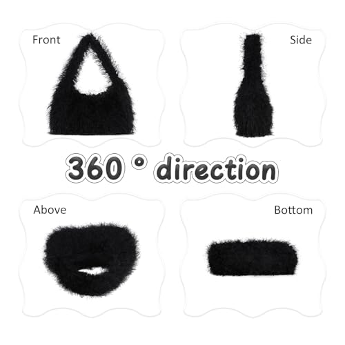 Bolso Fecialy peludo para mujer tipo tote y clutch miniatura 5