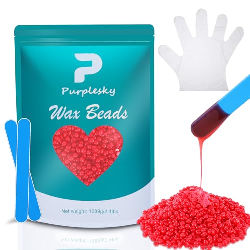 Wax Beads for Hair Removal, 2.4 Lbs Coarse Hard Wax Beads, Bikini Waxing Beads for Brazilian, Leg, Face, Armpit, Home Waxing Facial Beans, Hard Wax Bulk Kit with Silicone Waxing Stick (Strawberry)
