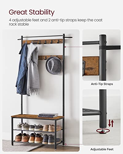 image for VASAGLE Coat Rack, Hall Tree with Shoe Storage Bench, Entryway Bench w