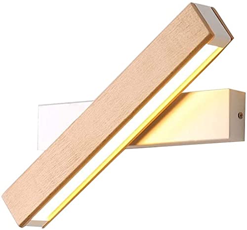 Cordless Wall Sconce ZHhome Solid Wood Wall Lamp,Bedroom Bedside Lamp,Modern Minimalist Wall Lamp,Rotating Indoor LED Wall Lamp,Suitable for Bedroom Study Hall Living Room(Color:Black,Size:L) (Color