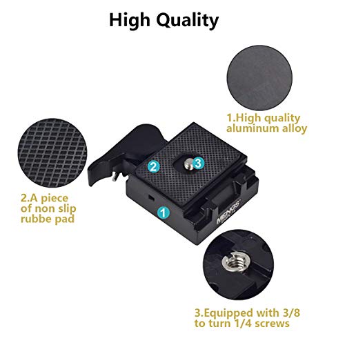 Utebit 323 Rc2 Quick Release Plate Compatible With Manfrotto 200Pl-14 Qr Plates Adapter With Rapid Connect Clamp And 1/4'' To 3/8'' Screw For Dslr Camera Tripod Ball Head #TOP5