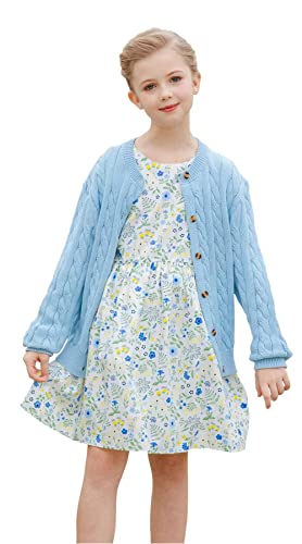Smiling Pinker Little Girls Boys Cardigan Toddler Unisex Chunky Cable Knit Cotton Button Up Sweater(Light Blue,2-3Years) #TOP26