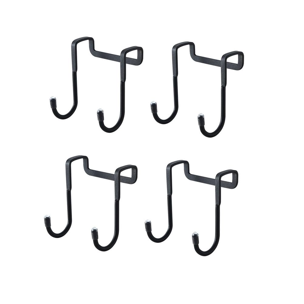 Lokatall Black Over The Door Hooks Hanger, Stainless Steel Over Cabinet Hook Hanger Shower Towel 2 Hooks Cupboard Closet Door Hanger With Rubber End For Bathroom Kitchen Bedroom, Coats Towel Keys (4 Pack)