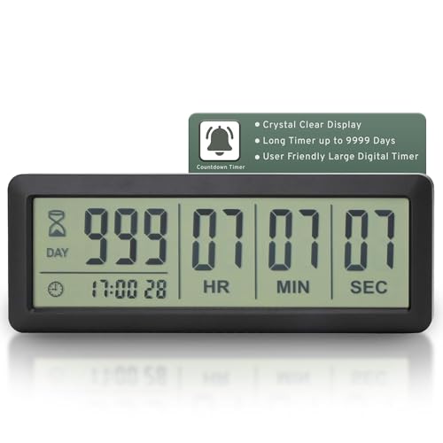 Countables - Large LCD Digital Countdown Clock - Up to 999 Days - Countdown and Retirement Timer, Count Down Clock for Retirement, Big Display Large Digital Timer for All Events (Black)