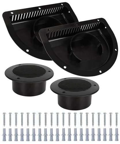 Lonffery RV Vent Covers for Trailer with Mounting Hardware - Side Air Vents for ATV Cycle Truck Cargo & Work Trailers Black