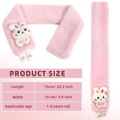Kids Scarf for Girls Cute Rabbit Warm Scarf Cartoon Faux Plush Cross Collar Fluffy Neck Warmer for Girls2