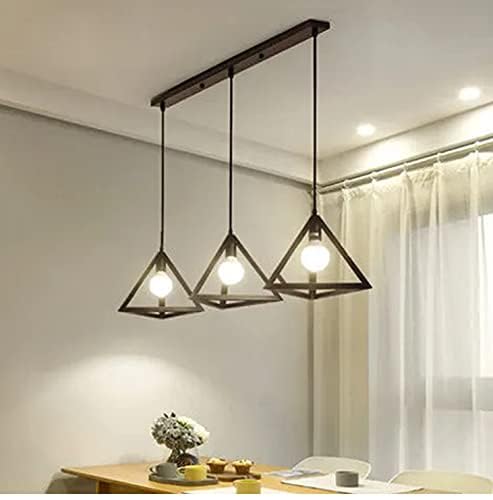 Image of Vintage Black Metallic Hanging Pendant Ceiling Lamp, for Bedroom, Living Room, Hotel, Cafe, Balcony Decor (Tringle Set)