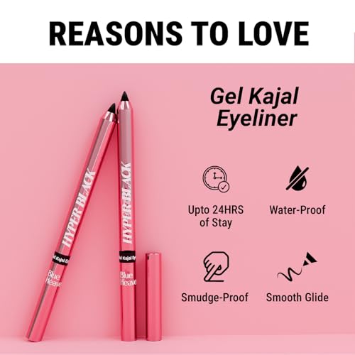 Image of Blue Heaven Hyper Black Gel Kajal Eyeliner Enriched with Vitamin E & Almond Oil | Smudge-Proof & Waterproof | Smooth Glide Kajal For Women With Sharpener | 24 Hrs Long Stay,1.5g
