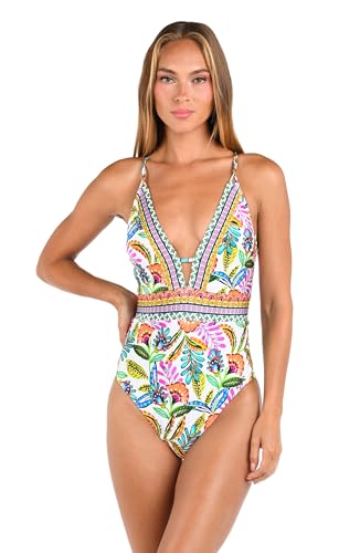 Sunshine 79 Women's Standard Plunge Mio One Piece Swimsuit, Multi//Jungle